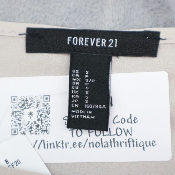 Forever 21 Shirt Womens S Gray Long Sleeve Round Neck Sheer Polyester Blouse - Picture 2 of 16